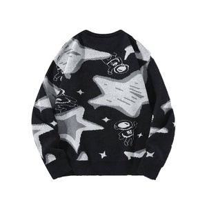 Suéter de Punto para Hombre, Diseño de Astronauta y Estrellas, Manga Larga, Ropa de Invierno, Negro y Gris, Estilo Americano - Product Image 2