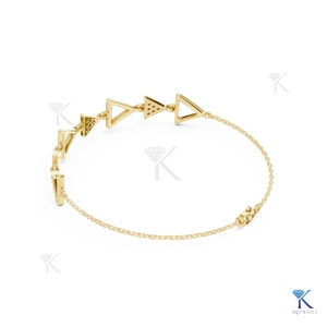 Lab Grown Diamond Geometric Triangle Chain Bracelet 14K <b>Solid</b> <b>Gold</b> Fine Luxury Unisex Modern Link Jewelry Party Gift - Product Image 6