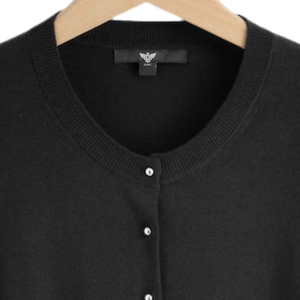 <b>Black</b> Autumn Simple Soft Touch Cotton Rich Crew Neck <b>Cardigan</b> Womens Long Sleeve Button Front Knitwear <b>Pockets</b> for Wholesale - Product Image 4