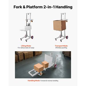 Chariot élévateur manuel multifonctionnel avec treuil, capacité 400 lb, hauteur de levage maximale 51,1 pouces, pour palettes et matériaux - Product Image 3