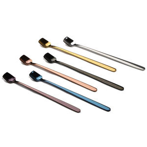 Cuchara de Acero Inoxidable Colorida con Mango Largo, Cuchara para Postre, Helado, Café, Cuchara para Mezclar, Vajilla Premium - Product Image 1