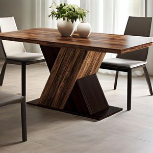 55-Inch <b>Rustic</b> Brown Rectangle Farmhouse <b>Dining</b> <b>Table</b> <b>Wooden</b> Dinner <b>Table</b> for 4 for Kitchen & <b>Dining</b> Room - Product Image 3