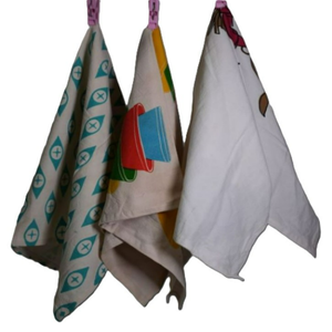 Serviette de cuisine carrée en coton pur tissé, motif nid d'abeille, séchage rapide, design gaufré avec crochet, facile à nettoyer, motif rayé, vente en gros - Product Image 6