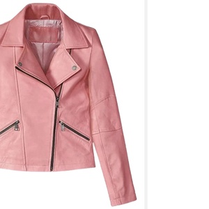 University Women Pink Leather Biker <b>Jacket</b> Slim Fit Motorcycle <b>Jacket</b> Fashion Moto <b>Jacket</b> Biker Coat Short Length <b>jacket</b> - Product Image 3