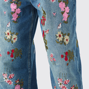Jeans de Mezclilla Personalizados de Alta Calidad, Sin Lavado, Estilo Original, con Borde de Mezclilla, Corte Ajustado para Hombre - Product Image 6