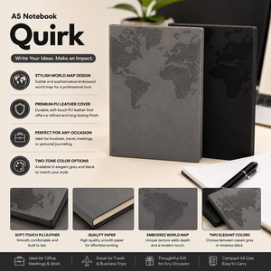 Carnet de notes A5 en cuir PU avec reliure cousue, journal QWERTY gaufré, bloc-notes portable pour le bureau, les études et les cadeaux - Product Image 6