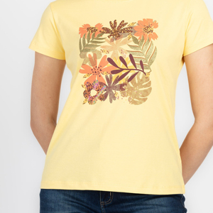 T-shirt gris à col en V pour femme, imprimé floral cœur, manches courtes, décontracté, été, 100% coton, tissu respirant, en vente - Product Image 6