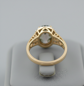 แหวนพลอยอะเมทิสต์สีเขียวทรงรีสำหรับผู้หญิง ราคาขายส่ง ไซส์ US 6 เงินแท้ 925 ชุบทอง 18K เครื่องประดับคุณภาพสูง - Product Image 4