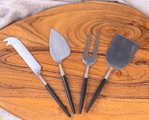 4PCS Stainless Steel <b>Cheese</b> <b>Knife</b> <b>Set</b> with Black Handle <b>Cheese</b> Serving Tools Wholesale - Product Image 5