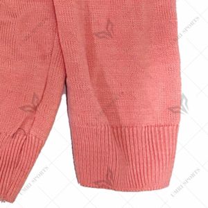 Cardigan en tricot pour femme, col en V, avec bordure rayée, en laine et acrylique épais 7GG, style universitaire et preppy, personnalisable avec logo, vente en gros - Product Image 6