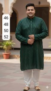 Ensemble Kurta Pajama Chikankari ethnique gujarati pour homme, qualité export, confortable, idéal pour les fêtes et les festivals, disponible à la vente. - Product Image 4
