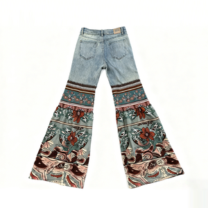 Fabricante de Pantalones Vaqueros de Alta Calidad, Jeans de Diseño Personalizado True Religion, Pantalones de Pierna Ancha con Empalmes para Mujer, Jeans Premium - Product Image 3