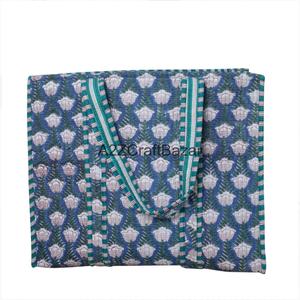 Quilted 100% Cotton Tote <b>Bag</b> Striped Large Capacity Reusable Eco Friendly Beach Tote Shopping Travel Daily Carry Shoulder <b>Bag</b> - Product Image 2