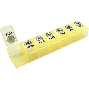 Portapillole Settimanale con Grandi Scomparti, Organizzatore di Medicinali Giallo Margherita, Contenitore per Vitamine e Integratori per 7 Giorni - Product Image 1
