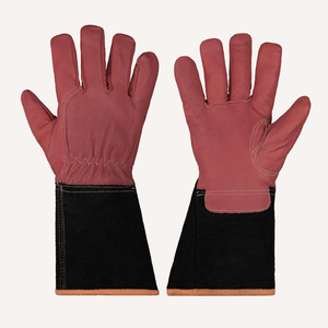 Gants de soudage TIG en cuir de chèvre et croûte de cuir de vache de qualité supérieure, résistants à la chaleur, à manchette longue, pour la sécurité industrielle et la protection des mains - Product Image 4