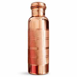 Bouteille d'eau en cuivre pur FLORAL DESIGN Ayurveda Wellness, certifiée CE/EU, écologique, bienfaits pour la santé, pour les voyages et la maison, faible coût - Product Image 1
