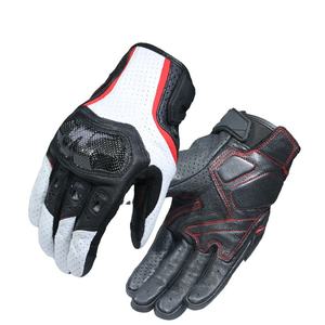 Guantes de Carreras de Cuero, Diseño de Panel de Malla Transpirable, Cierre de Gancho y Bucle, Unisex, Motocross, Impermeables, Negro, Blanco, Rojo - Product Image 1