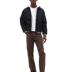 Men's Brown Cotton Canvas Straight Leg <b>Pants</b> Mid Waist Casual Style Breathable Autumn Wear - Product Image 1
