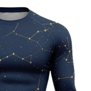 Camiseta de Compresión Azul Marino de Manga Larga con Estampado de Constelaciones, Ropa Deportiva Transpirable Sublimada para Entrenamiento Atlético y Gimnasio - Product Image 4