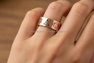 Anillo de Cobre Puro Premium para Chakras • Banda de Yoga y Meditación de Lujo Grabada para Sanación - Product Image 3