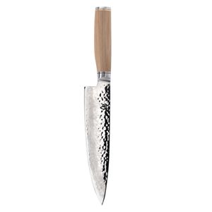 Couteaux de cuisine Western Premier Blonde de 8 pouces en acier Damas martelé avec manche en bois pour cuisine professionnelle - Product Image 1
