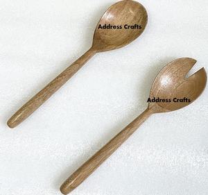 Ensemble de cuillère et fourchette à salade en bois de créateur fait à la main, ustensiles de cuisine de luxe à la mode, vaisselle, outils de service à salade - Product Image 1