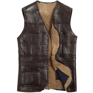 Gilet en cuir d'agneau véritable pour homme, doublé de fourrure, gilet d'hiver en cuir d'agneau pour homme avec doublure en fourrure - Product Image 3