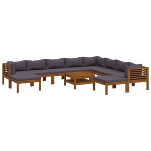 Conjunto de Muebles de Jardín de Madera de Acacia Sólida Gris Oscuro con Tela 100% Poliéster - Product Image 2