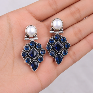 MOQ Available Oxidized Pearl Lovers Dangle <b>Earrings</b> | Antique <b>Silver</b> Plated Handmade Ethnic Jewelry | Boho Statement <b>Earrings</b> - Product Image 3