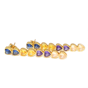 Pendientes de Metal de Latón con Diseño de Corazón en Forma de Gota, Chapados en Oro de 22K, con Circonita Cúbica de Estilo Único, para Mujeres y Niñas, Venta al por Mayor - Product Image 2