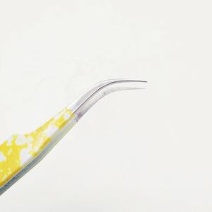 Pince à cils jaune pour extensions, outil d'application de cils à pointe argentée pour volume / Pour artistes en extensions de cils et salons de beauté professionnels - Product Image 5