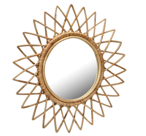 Vietnam Modern Rattan Floral Round <b>Mirror</b> Handmade <b>Wall</b> Decor - Product Image 5