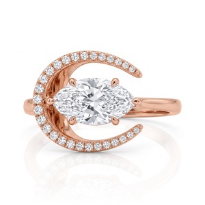 Anillo de compromiso solitario de oro fino con diamante, engaste de bisel, tipo F, certificado IGI, moderno y elegante para aniversario de bodas - Product Image 2