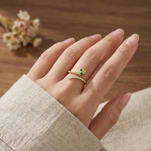 Emerald Rings 925 Sterling Silver Handmade Gemstone Rings Elegant Boho Jewelry Statement Rings Unique <b>Gift</b> For Women - Product Image 3