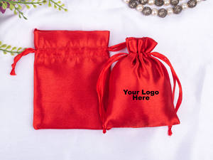 Bolsa de Satén Rojo Suave con Cordón, Ligera, Tamaño Personalizable, para Guardar Collares, Pulseras y Joyas - Product Image 2