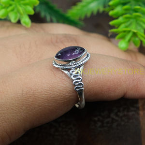 Anillo de Amatista Natural con Corte Marquesa, Plata de Ley 925, Hecho a Mano, Estilo Vintage, Anillo para Mujer, Joyería con Gema Púrpura, Proveedor Mayorista - Product Image 4