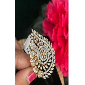 Dazzling Premium Quality Brass Gold Plated <b>Adjustable</b> <b>Ring</b> For Girls Wedding & Engagement Jewelry Collection - Product Image 1