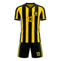 Uniforme de Fútbol para Hombre de Alta Calidad, Negro, Personalizado, Sublimado, Transpirable, 100% Poliéster, Manga Corta, Secado Rápido