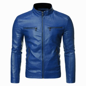 SASPORTS LEAGUE Men's Winter Motorcycle <b>Jacket</b> PU Leather Stand Collar Windproof <b>Waterproof</b> Breathable with Front Logo - Product Image 1