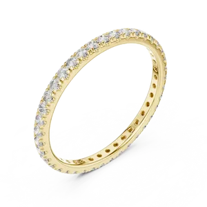 Anillo de Eternidad Delgado con Corte en U y Diamantes Cultivados en Laboratorio, Oro Sólido de 18K, Anillo Apilable Unisex, Delicado y Fino, Regalo de Aniversario de Bodas - Product Image 2