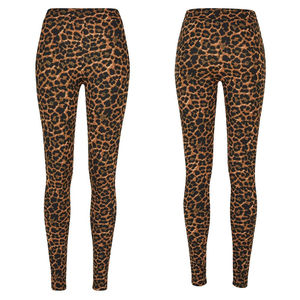 Leggings taille haute imprimé léopard, pantalon de yoga pour femme en tricot extensible pleine longueur, style basique toutes saisons - Product Image 1