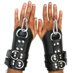 Ensemble de menottes et de bracelets de cheville en cuir de vachette avec connecteur croisé - Product Image 1