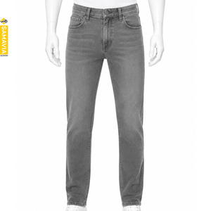 SAMAVIA Jean en denim coupe slim à jambe droite pour homme, gris délavé, en coton, style décontracté, collection automne, fabricant OEM ODM en gros - Product Image 1