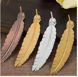 Marque-page en métal en forme de feuille et de plume pour les amateurs de livres, les lecteurs enfants – Excellent prix, le cadeau idéal pour les passionnés de livres - Product Image 5