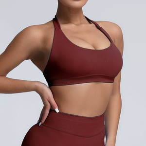 Women's High Support Backless Sports Bra for Yoga Gym & Running-Breathable Quick Dry Spandex/Nylon Color Blocking Front Logo - Product Image 3