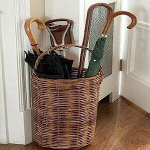 Ecowoodies Panier porte-parapluies en rotin tressé, style rustique classique, capacité 12 parapluies, autoportant, pour hall d'hôtel - Product Image 3