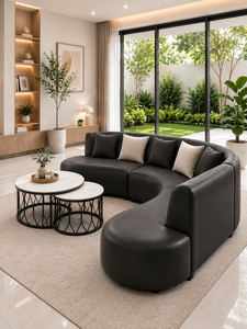 Sofá Esmeralda Moderno Minimalista Sudut Luna Marrón, Conjunto de Sofá Curvo, Tela Premium, Espuma de Alta Densidad, Ecológico, para Sala de Estar - Product Image 3