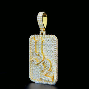 Colgante de moissanita Rectangular personalizado de fábrica S925 10K 14K 18K colgante chapado en oro VVS1 D colgantes de número de diamante de moissanita - Product Image 3