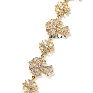 S925 22K Gold Plated Moissanite Cross <b>Cuff</b> <b>Bracelet</b> Round Brilliant Cut Micro Pave Unisex Luxury Jewelry - Product Image 3