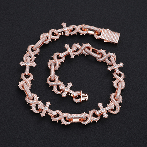 Collar de Cadena con Eslabones Cruzados de Moissanita para Hombre, Plata 925 con Tono Dorado, Cadena de Eslabones con Puntas, Joyería de Moda, Regalo para Hombre - Product Image 6